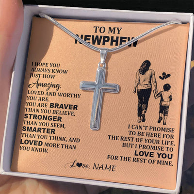 Stainless Cross Necklace Stainless Steel | 2 | Personalized To My Nephew Necklace From Aunt Promise To Love You Nephew Birthday Gifts Valentines Day Graduation Christmas Customized Gift Box Message Card | siriusteestore