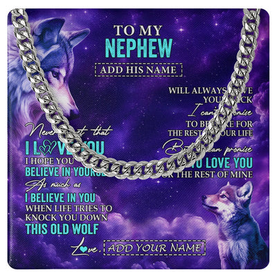 Cuban Link Chain Necklace Stainless Steel | 1 | Personalized To My Nephew Necklace From Aunt Uncle Wolf Never Forget I Love You Nephew Birthday Gifts Graduation Christmas Custom Gift Box Message Card Shirt & Hoodie | https://siriusteestore.