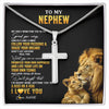 Stainless Cross Necklace Stainless Steel | 1 | Personalized To My Nephew Necklace From Uncle Lion My Only Wish For You Nephew Birthday Graduation Christmas Customized Gift Box Message Card | siriusteestore