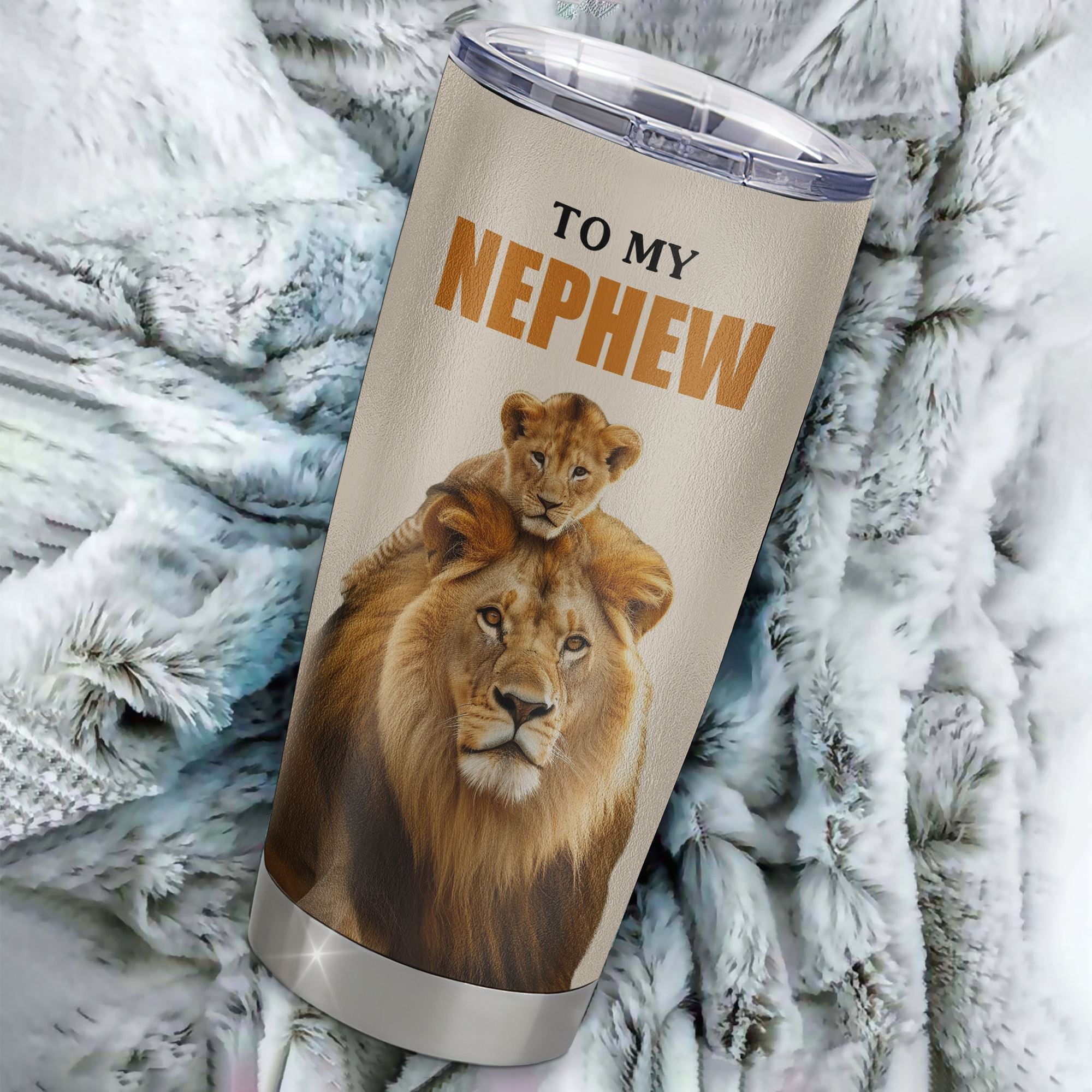 Personalized To My Nephew Tumbler Cup From Uncle Whenever You Fell Overwhelmed Lion Nephew Jewelry Birthday Gifts Graduation Christmas Custom Travel Mug | siriusteestore