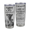 Personalized To My Nephew Tumbler From Aunt Auntie Stainless Steel Cup I Love You With All My Heart Nephew Birthday Graduation Christmas Travel Mug | siriusteestore