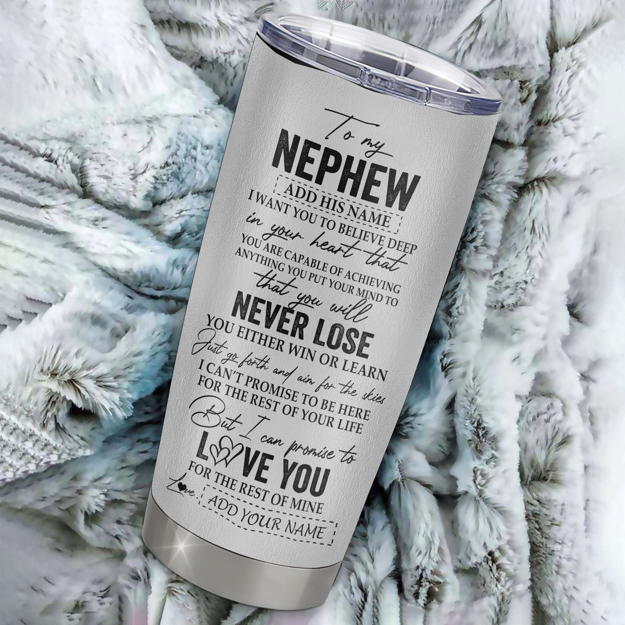 Personalized To My Nephew Tumbler From Aunt Uncle Auntie You Will Never Lose Eagle Nephew Birthday Gifts Graduation Christmas Custom Stainless Steel Cup Travel Mug | siriusteestore