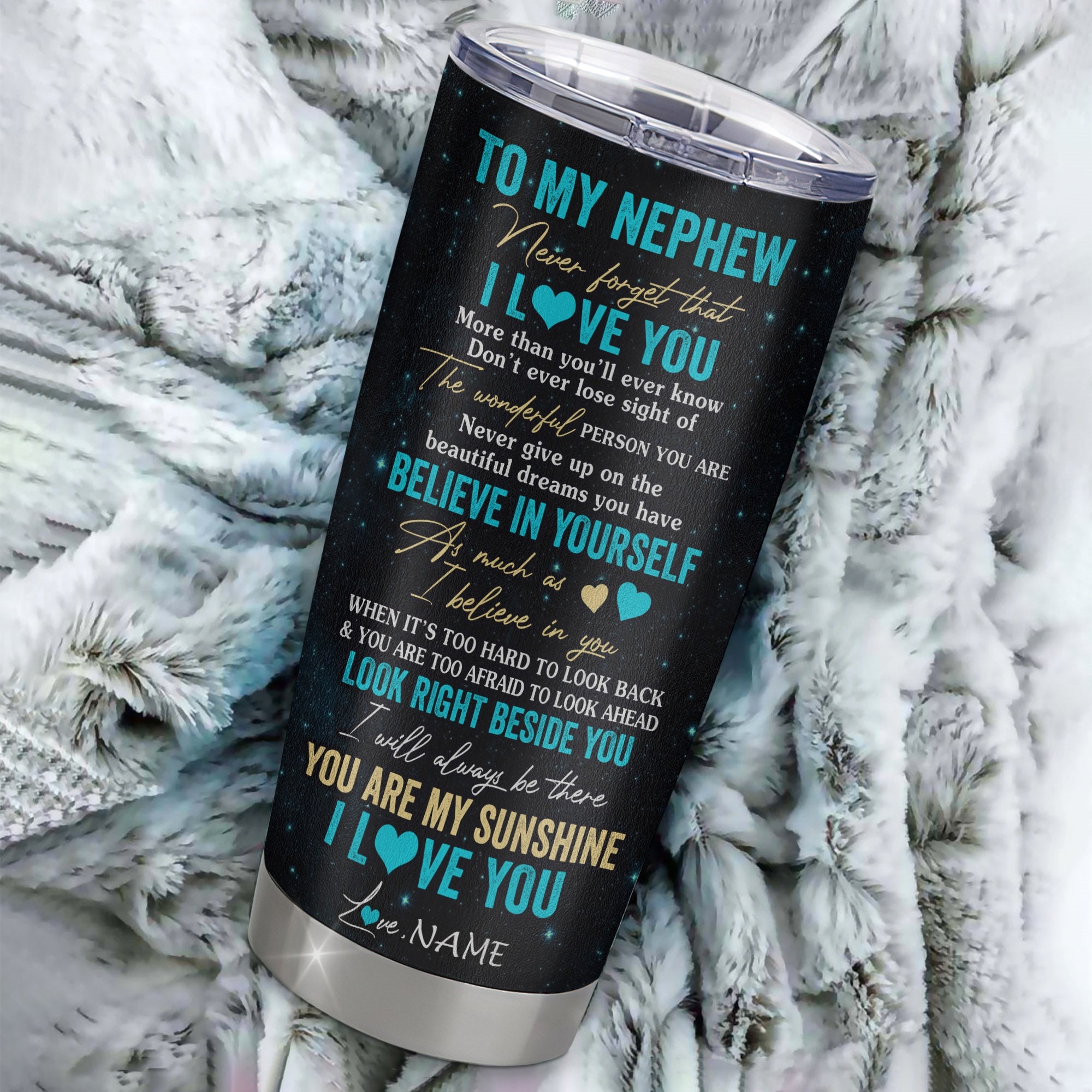 Personalized To My Nephew Tumbler From Aunt Uncle Stainless Steel Cup Never Forget I Love You White Tiger Nephew Birthday Graduation Christmas Travel Mug | siriusteestore
