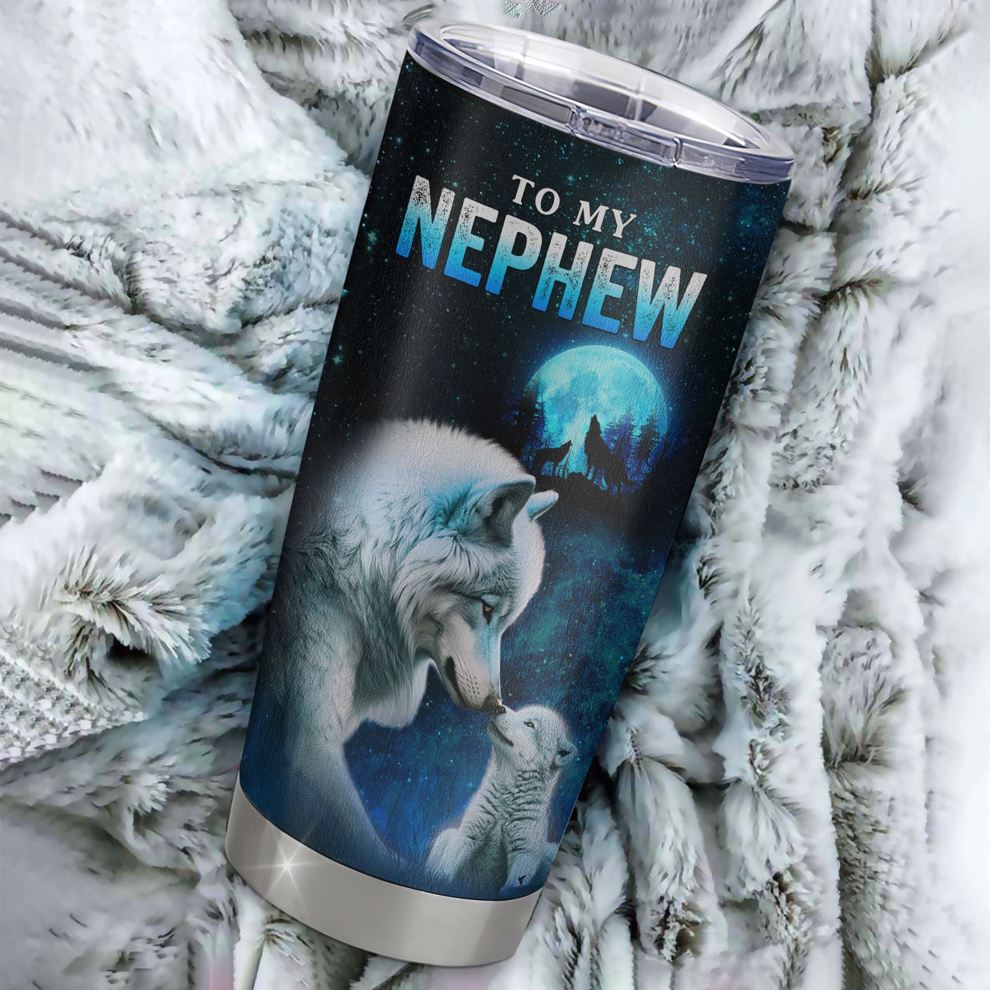 Personalized To My Nephew Tumbler From Aunt Uncle Stainless Steel Cup This Old Wolf Love Nephew Birthday Gifts Graduation Christmas Custom Travel Mug | siriusteestore