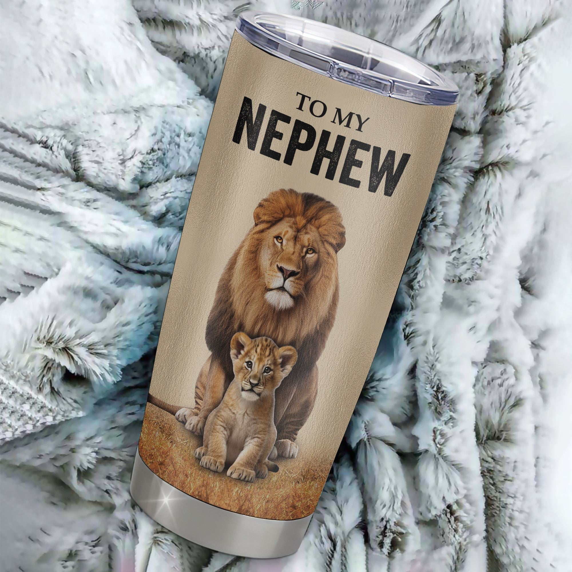 Personalized To My Nephew Tumbler From Uncle Lion Stainless Steel Cup Never Forget That I Love You Nephew Birthday Gifts Graduation Christmas Custom Travel Mug | siriusteestore