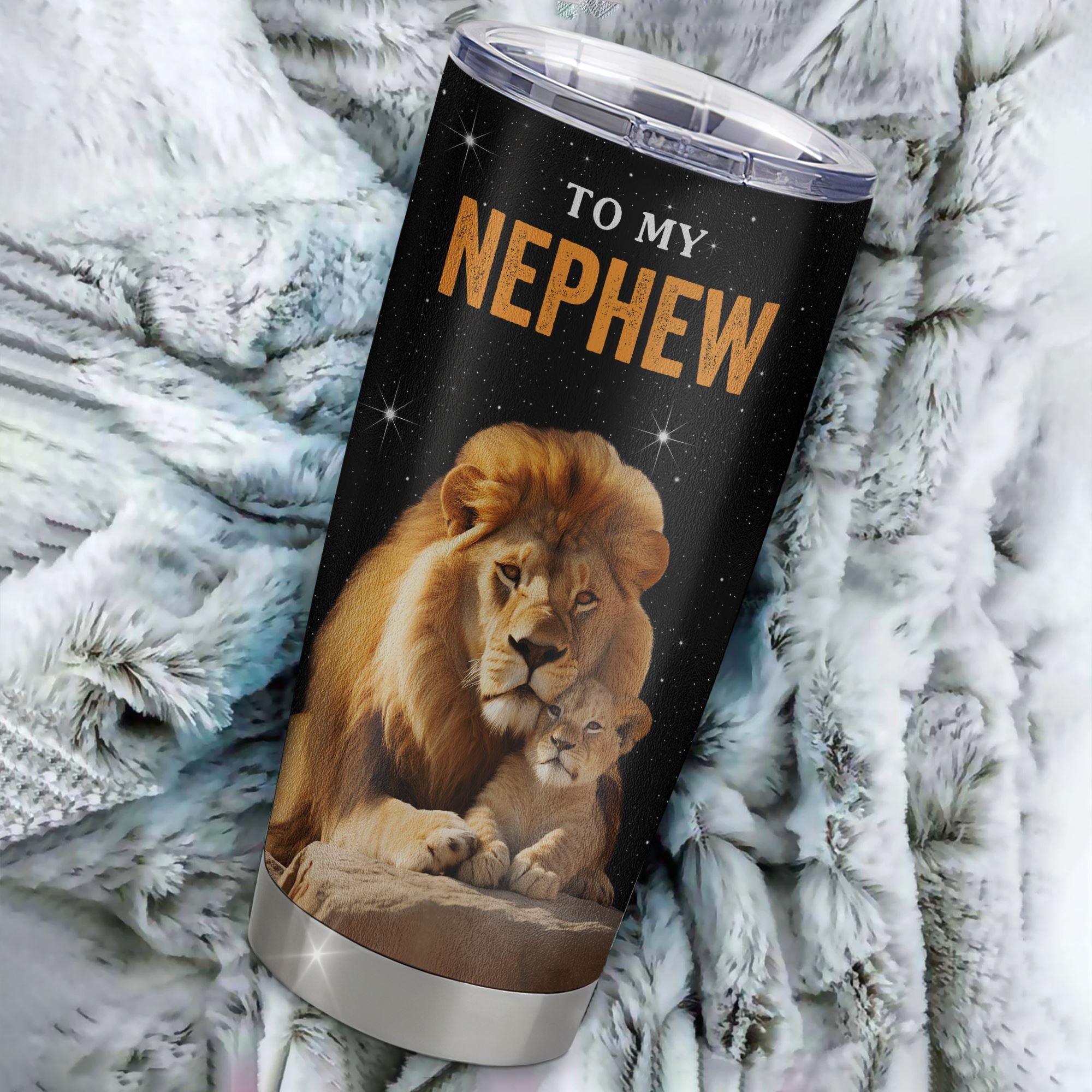 Personalized To My Nephew Tumbler From Uncle Stainless Steel Cup Live Laugh Love Lion Nephew Birthday Gifts Positive Graduation Christmas Custom Travel Mug | siriusteestore