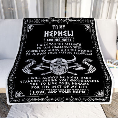 Personalized To My Nephew Viking Blanket From Aunt Uncle Auntie I Wish You The Strength Scandinavian Norse Runes Viking For Men Birthday Gifts Fleece Blanket | siriusteestore