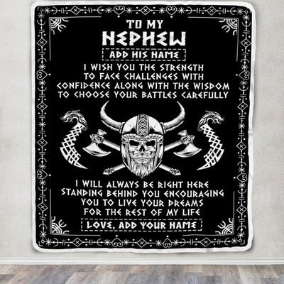 Personalized To My Nephew Viking Blanket From Aunt Uncle Auntie I Wish You The Strength Scandinavian Norse Runes Viking For Men Birthday Gifts Fleece Blanket | siriusteestore