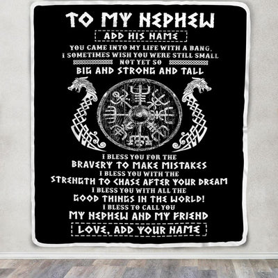 Personalized To My Nephew Viking Blanket From Uncle My Nephew And My Friend Scandinavian Norse Runes Nephew Birthday Gifts Christmas Customized Fleece Blanket | siriusteestore