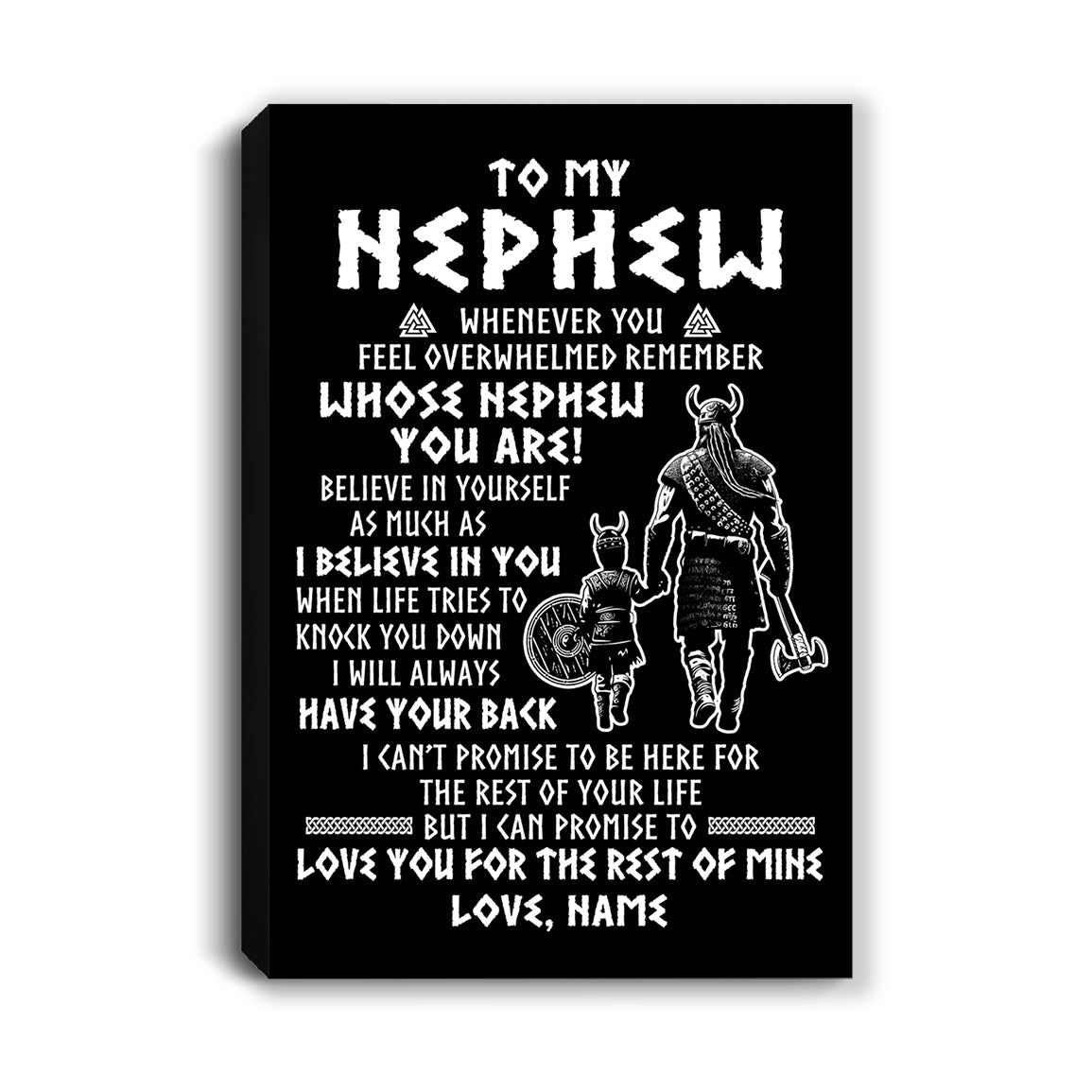 Personalized To My Nephew Viking Canvas From Uncle Whenever You Feel Overwhelmed Nephew Birthday Gifts Graduation Christmas Custom Wall Art Print Framed Canvas | siriusteestore