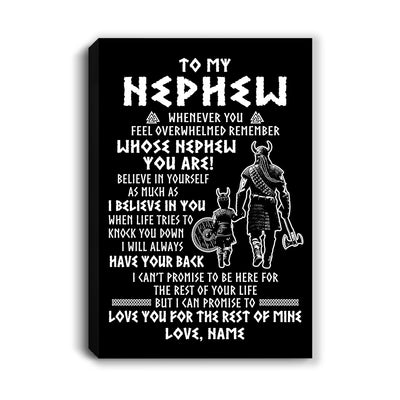 Personalized To My Nephew Viking Canvas From Uncle Whenever You Feel Overwhelmed Nephew Birthday Gifts Graduation Christmas Custom Wall Art Print Framed Canvas | siriusteestore