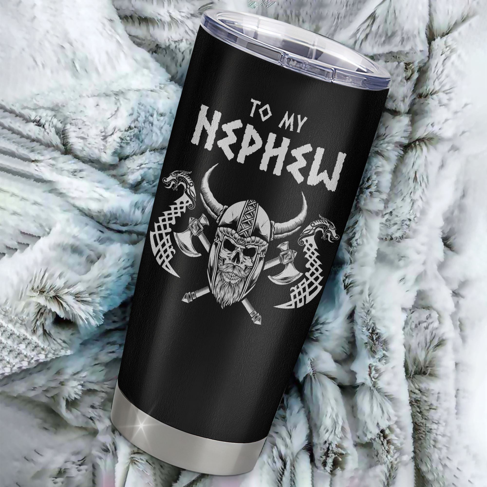 Personalized To My Nephew Viking Tumbler From Aunt Uncle I Wish You The Strength Scandinavian Norse Runes Viking For Men Birthday Gifts Christmas Custom Travel Mug | siriusteestore