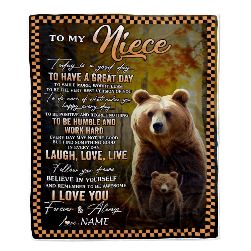 Personalized To My Niece Bear Blanket From Aunt Uncle Auntie Every Day Laugh Love Live Niece Birthday Gifts Graduation Christmas Customized Fleece Blanket | siriusteestore