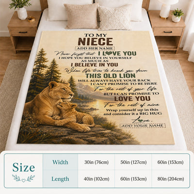 Personalized To My Niece Birthday Gifts From Aunt This Old Lion Blanket Niece Gifts Graduation Christmas Gift Ideas For Women Customized Fleece Throw Blanket | siriusteestore