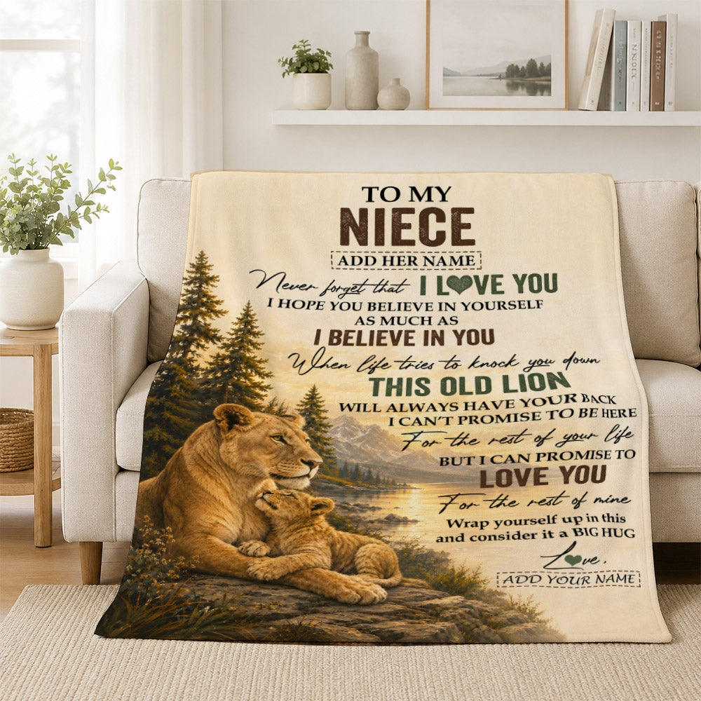 Personalized To My Niece Birthday Gifts From Aunt This Old Lion Blanket Niece Gifts Graduation Christmas Gift Ideas For Women Customized Fleece Throw Blanket | siriusteestore