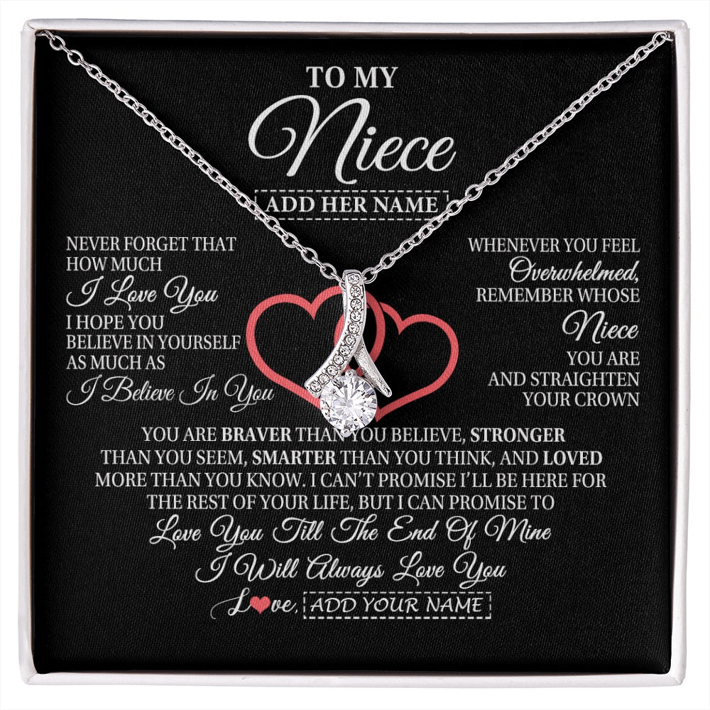 Alluring Beauty Necklace 14K White Gold Finish | 1 | Personalized To My Niece  Birthday Gifts From Uncle Aunt Always Love You Niece Gifts Necklace Jewelry Graduation Christmas Customized Gift Box Message Card | siriusteestore.myshopify
