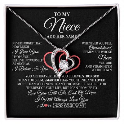 Forever Love Necklace 14K White Gold Finish | 1 | Personalized To My Niece  Birthday Gifts From Uncle Aunt Always Love You Niece Gifts Necklace Jewelry Graduation Christmas Customized Gift Box Message Card | siriusteestore.myshopify