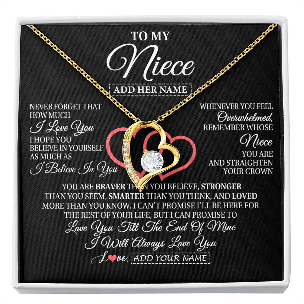 Forever Love Necklace 18K Yellow Gold Finish | 1 | Personalized To My Niece  Birthday Gifts From Uncle Aunt Always Love You Niece Gifts Necklace Jewelry Graduation Christmas Customized Gift Box Message Card | siriusteestore.myshopify