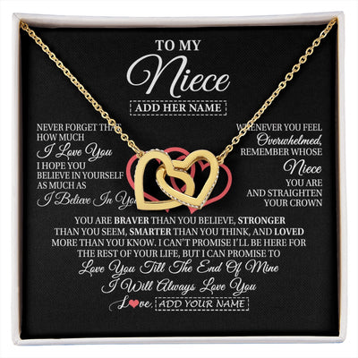 Interlocking Hearts Necklace 18K Yellow Gold Finish | 1 | Personalized To My Niece  Birthday Gifts From Uncle Aunt Always Love You Niece Gifts Necklace Jewelry Graduation Christmas Customized Gift Box Message Card | siriusteestore.myshopify
