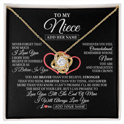 Love Knot Necklace 18K Yellow Gold Finish | 1 | Personalized To My Niece  Birthday Gifts From Uncle Aunt Always Love You Niece Gifts Necklace Jewelry Graduation Christmas Customized Gift Box Message Card | siriusteestore.myshopify