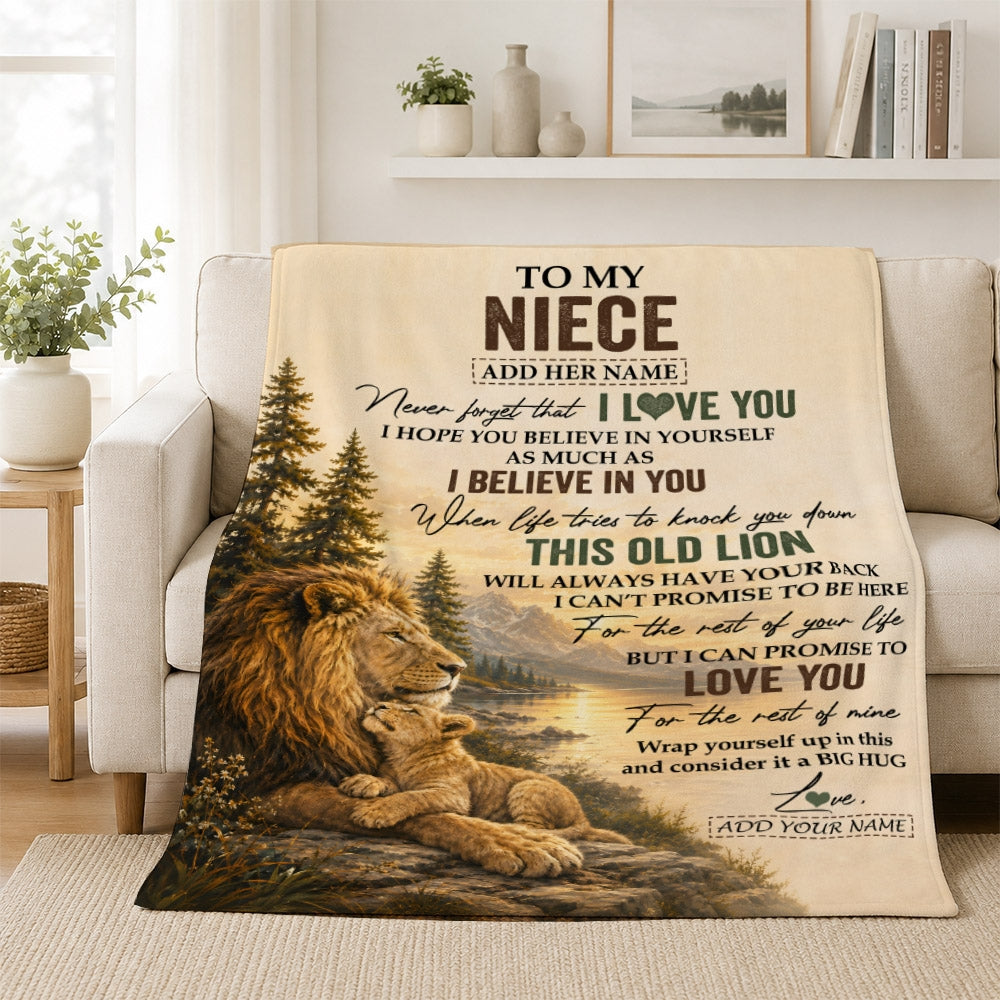 Personalized To My Niece Birthday Gifts From Uncle This Old Lion Blanket Niece Gifts Graduation Christmas Gift Ideas For Women Customized Fleece Throw Blanket | siriusteestore