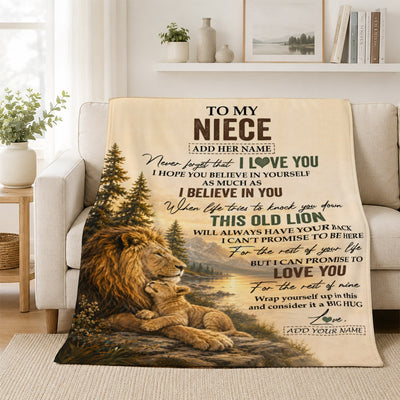 Personalized To My Niece Birthday Gifts From Uncle This Old Lion Blanket Niece Gifts Graduation Christmas Gift Ideas For Women Customized Fleece Throw Blanket | siriusteestore