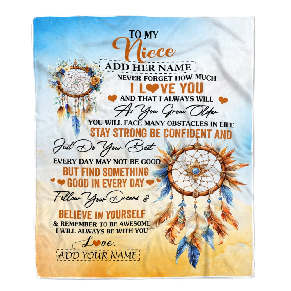 Personalized To My Niece Blanket Dream Catcher I Love You Forever From Aunt Auntie Uncle Niece Birthday Gifts Christmas Graduation Customized Fleece Blanket | siriusteestore