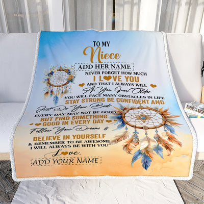 Personalized To My Niece Blanket Dream Catcher I Love You Forever From Aunt Auntie Uncle Niece Birthday Gifts Christmas Graduation Customized Fleece Blanket | siriusteestore