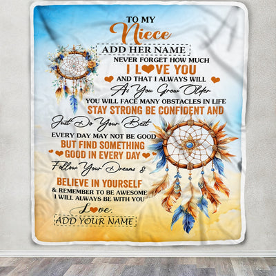 Personalized To My Niece Blanket Dream Catcher I Love You Forever From Aunt Auntie Uncle Niece Birthday Gifts Christmas Graduation Customized Fleece Blanket | siriusteestore