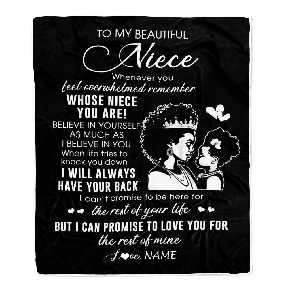 Personalized To My Niece Blanket From Aunt Auntie African Woman Whenever You Feel Overwhelmed Niece Birthday Christmas Customized Fleece Throw Blanket | siriusteestore
