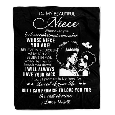 Personalized To My Niece Blanket From Aunt Auntie African Woman Whenever You Feel Overwhelmed Niece Birthday Christmas Customized Fleece Throw Blanket | siriusteestore