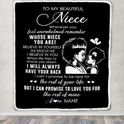 Personalized To My Niece Blanket From Aunt Auntie African Woman Whenever You Feel Overwhelmed Niece Birthday Christmas Customized Fleece Throw Blanket | siriusteestore