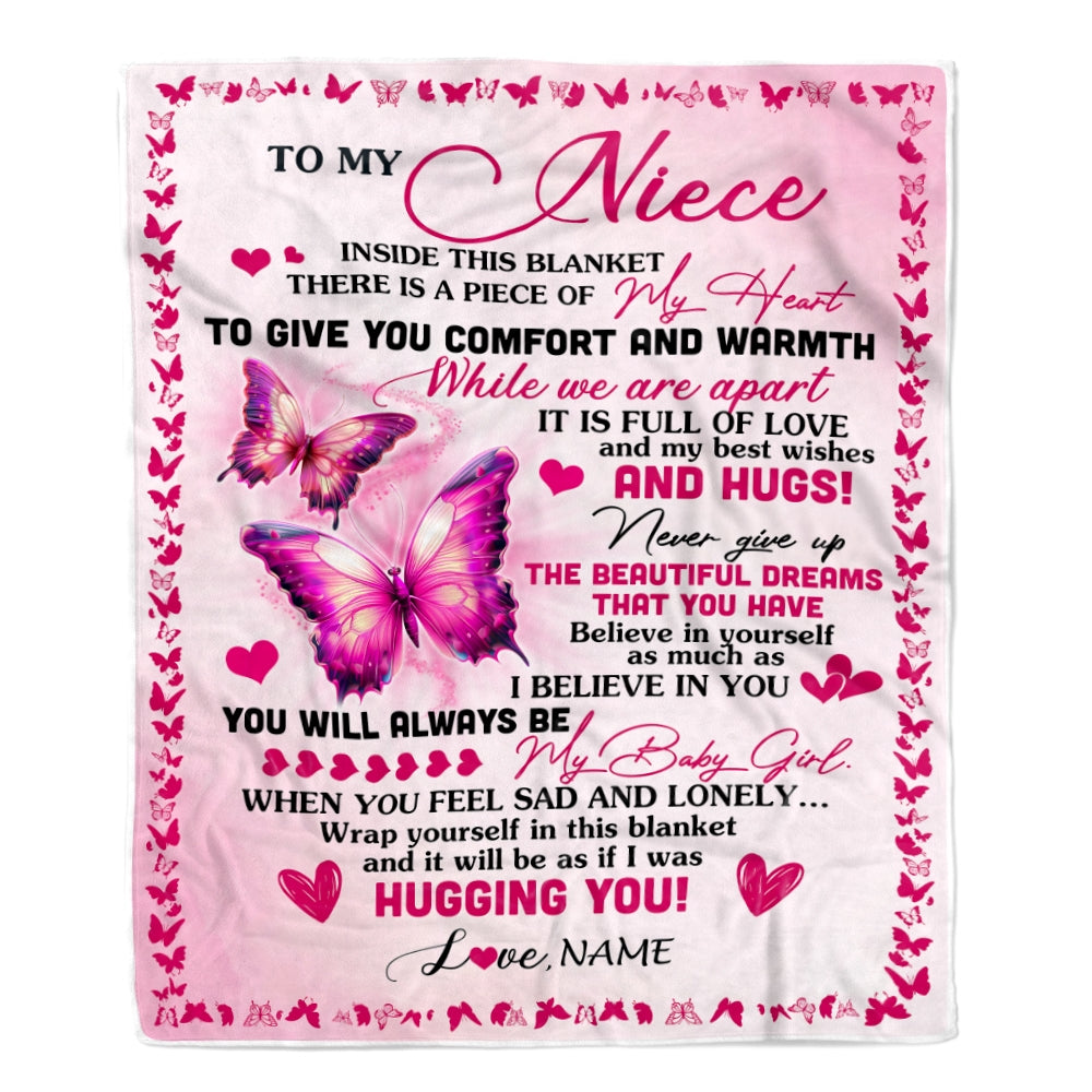 Personalized To My Niece Blanket From Aunt Auntie Butterfly Inside This Blanket Niece Birthday Graduation Thanksgiving Christmas Customized Fleece Blanket | siriusteestore