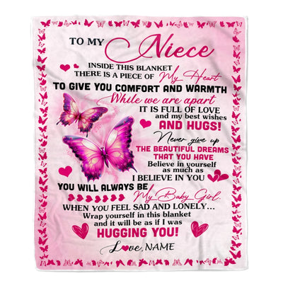 Personalized To My Niece Blanket From Aunt Auntie Butterfly Inside This Blanket Niece Birthday Graduation Thanksgiving Christmas Customized Fleece Blanket | siriusteestore
