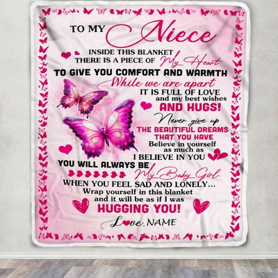Personalized To My Niece Blanket From Aunt Auntie Butterfly Inside This Blanket Niece Birthday Graduation Thanksgiving Christmas Customized Fleece Blanket | siriusteestore