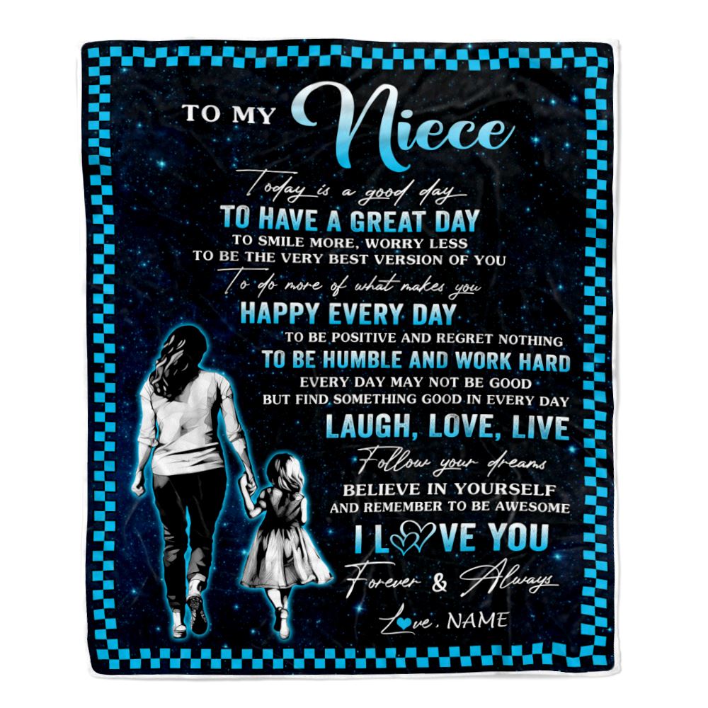 Personalized To My Niece Blanket From Aunt Auntie Every Day Laugh Love Live Aunt Niece Birthday Gifts Graduation Christmas Customized Fleece Throw Blanket | siriusteestore