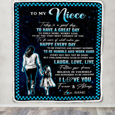 Personalized To My Niece Blanket From Aunt Auntie Every Day Laugh Love Live Aunt Niece Birthday Gifts Graduation Christmas Customized Fleece Throw Blanket | siriusteestore