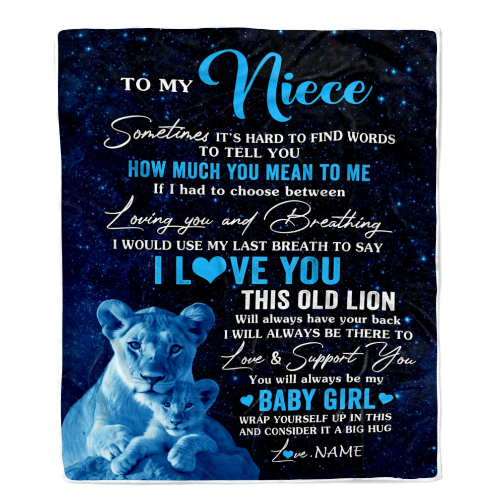 Personalized To My Niece Blanket From Aunt Auntie I Love You This Old Lion Niece Birthday Graduation Christmas Customized Bed Fleece Throw Blanket | siriusteestore