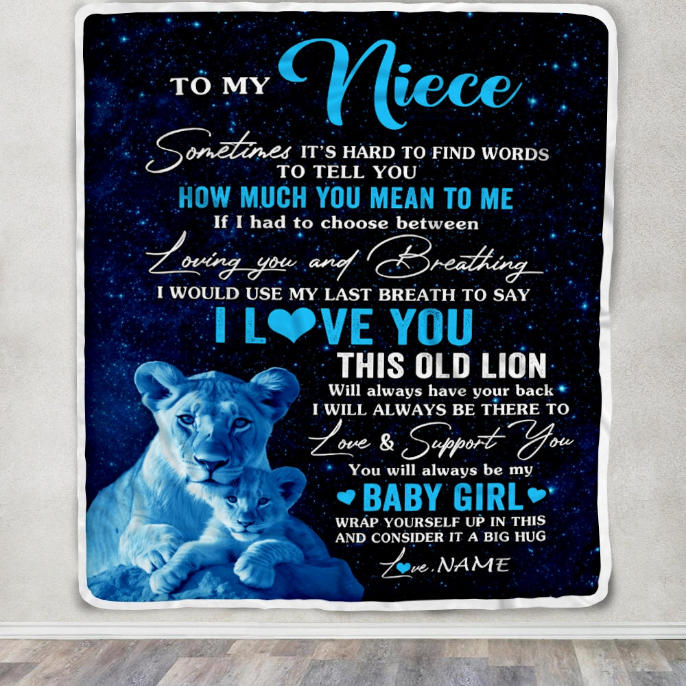 Personalized To My Niece Blanket From Aunt Auntie I Love You This Old Lion Niece Birthday Graduation Christmas Customized Bed Fleece Throw Blanket | siriusteestore