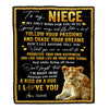Personalized To My Niece Blanket From Aunt Auntie Lion My Only Wish For You Niece Birthday Graduation Christmas Customized Bed Fleece Throw Blanket | siriusteestore