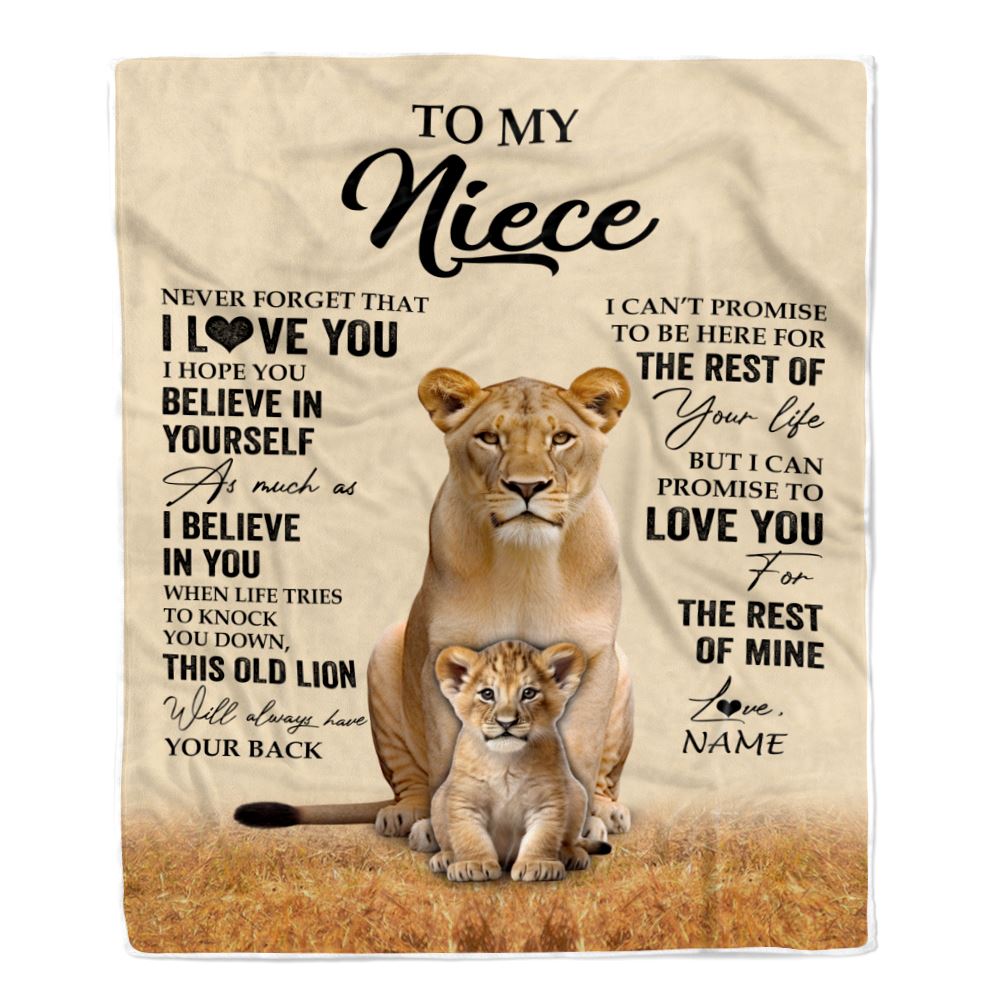 Personalized To My Niece Blanket From Aunt Auntie Lion Never Forget That I Love You Niece Birthday Gifts Graduation Christmas Customized Fleece Throw Blanket | siriusteestore