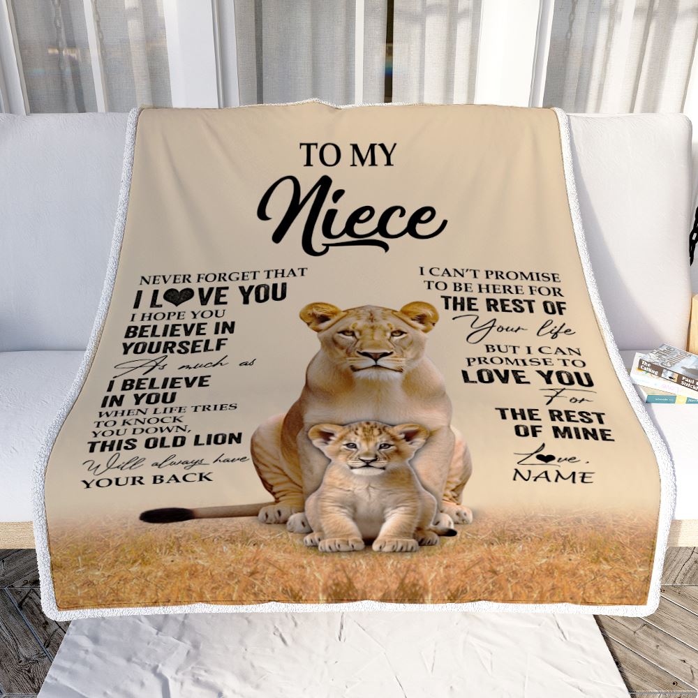 Personalized To My Niece Blanket From Aunt Auntie Lion Never Forget That I Love You Niece Birthday Gifts Graduation Christmas Customized Fleece Throw Blanket | siriusteestore