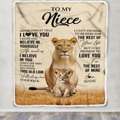 Personalized To My Niece Blanket From Aunt Auntie Lion Never Forget That I Love You Niece Birthday Gifts Graduation Christmas Customized Fleece Throw Blanket | siriusteestore