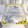 Personalized To My Niece Blanket From Aunt Auntie Never Forget I Love You Sunflower Elephant Niece Birthday Christmas Customized Bed Fleece Throw Blanket | siriusteestore