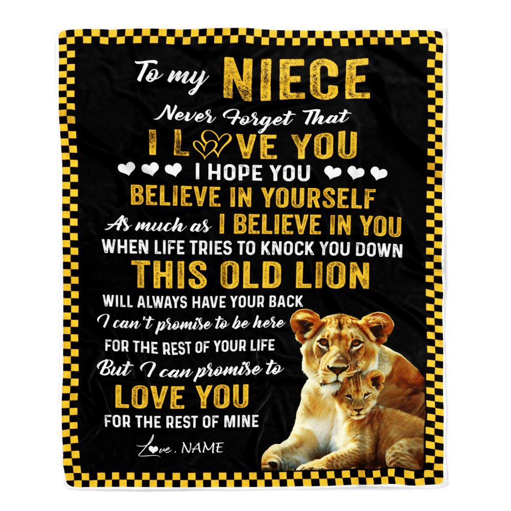 Personalized To My Niece Blanket From Aunt Auntie This Old Lion Love You Niece Birthday Graduation Christmas Customized Bed Fleece Throw Blanket | siriusteestore