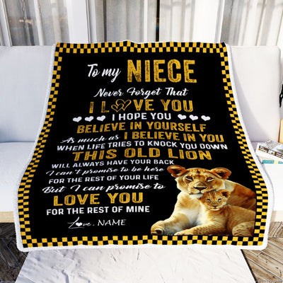 Personalized To My Niece Blanket From Aunt Auntie This Old Lion Love You Niece Birthday Graduation Christmas Customized Bed Fleece Throw Blanket | siriusteestore
