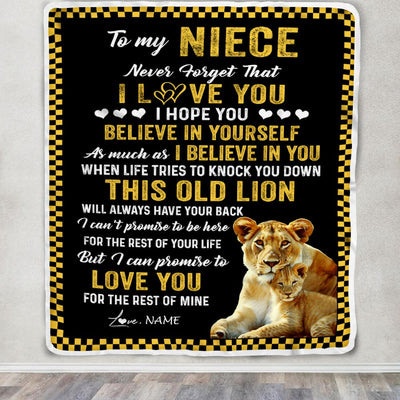Personalized To My Niece Blanket From Aunt Auntie This Old Lion Love You Niece Birthday Graduation Christmas Customized Bed Fleece Throw Blanket | siriusteestore
