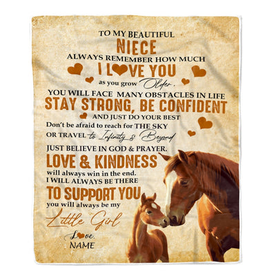 Personalized To My Niece Blanket From Aunt Auntie Uncle Always Remember I Love You Horse Niece Birthday Graduation Christmas Customized Fleece Throw Blanket | siriusteestore