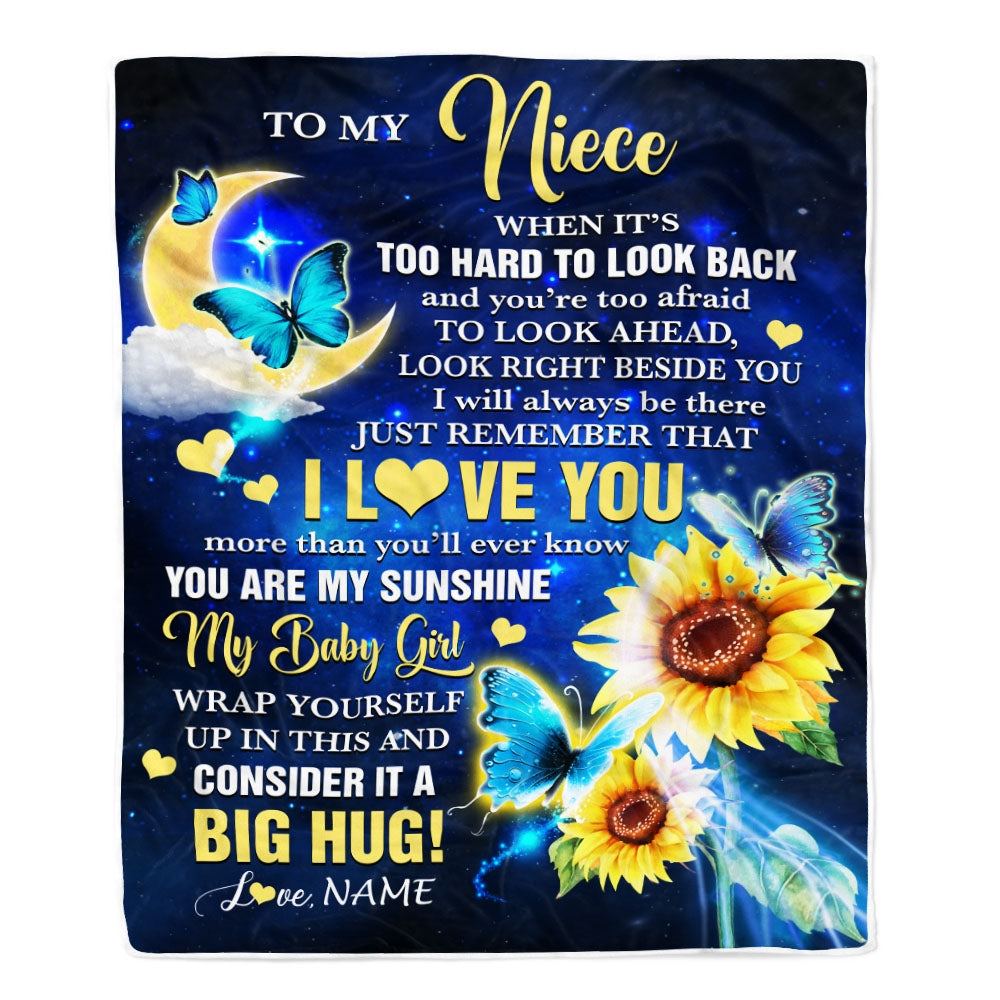 Personalized To My Niece Blanket From Aunt Auntie Uncle Butterfly I Will Always Be There Niece Birthday Graduation Christmas Customized Fleece Throw Blanket | siriusteestore