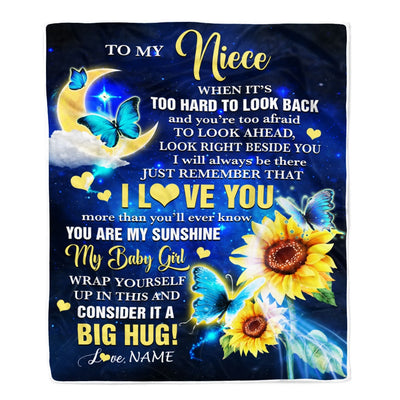 Personalized To My Niece Blanket From Aunt Auntie Uncle Butterfly I Will Always Be There Niece Birthday Graduation Christmas Customized Fleece Throw Blanket | siriusteestore